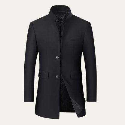 Men’s Mandarin Collar Mid-Length Overcoat