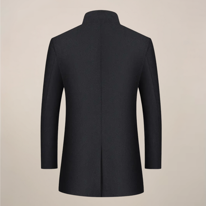 Men’s Mandarin Collar Mid-Length Overcoat