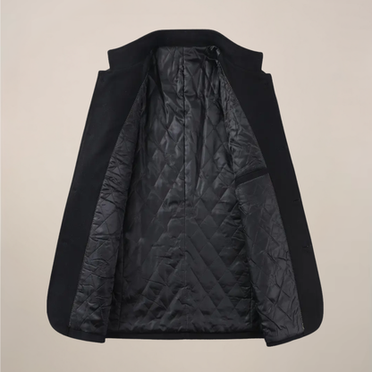Men’s Mandarin Collar Mid-Length Overcoat