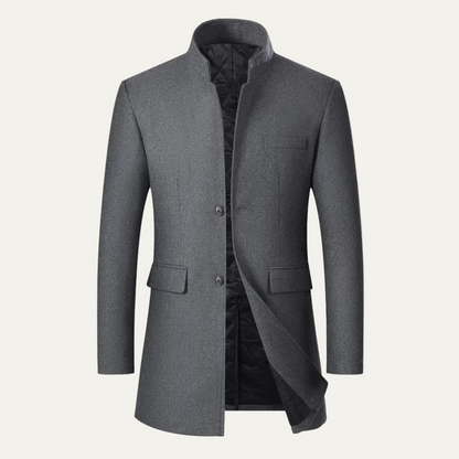 Men’s Mandarin Collar Mid-Length Overcoat