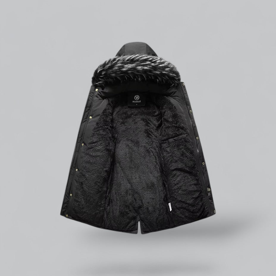 Men’s Faux Fur Hooded Winter Parka Jacket
