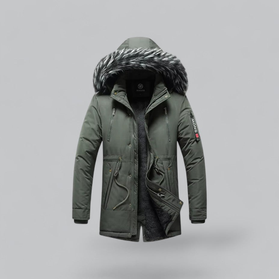Men’s Faux Fur Hooded Winter Parka Jacket