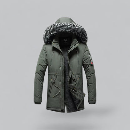 Men’s Faux Fur Hooded Winter Parka Jacket
