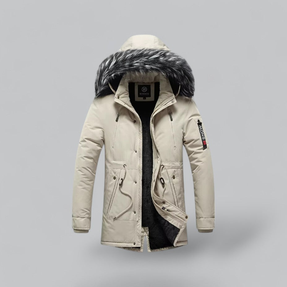 Men’s Faux Fur Hooded Winter Parka Jacket