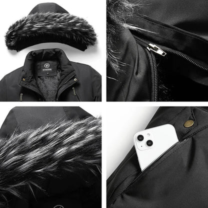 Men’s Faux Fur Hooded Winter Parka Jacket