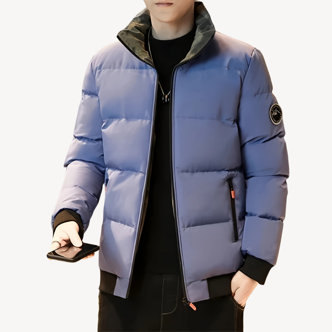 Men’s Contrast Collar Puffer Bomber Jacket