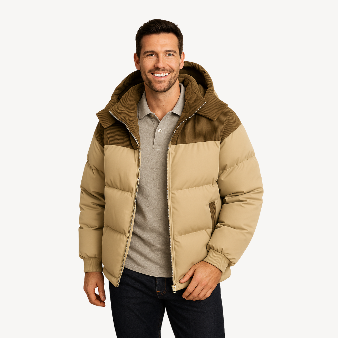 Men’s Corduroy Contrast Hooded Puffer