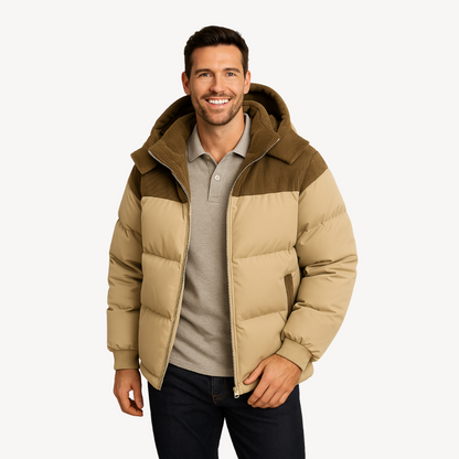 Men’s Corduroy Contrast Hooded Puffer