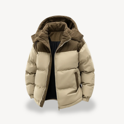 Men’s Corduroy Contrast Hooded Puffer