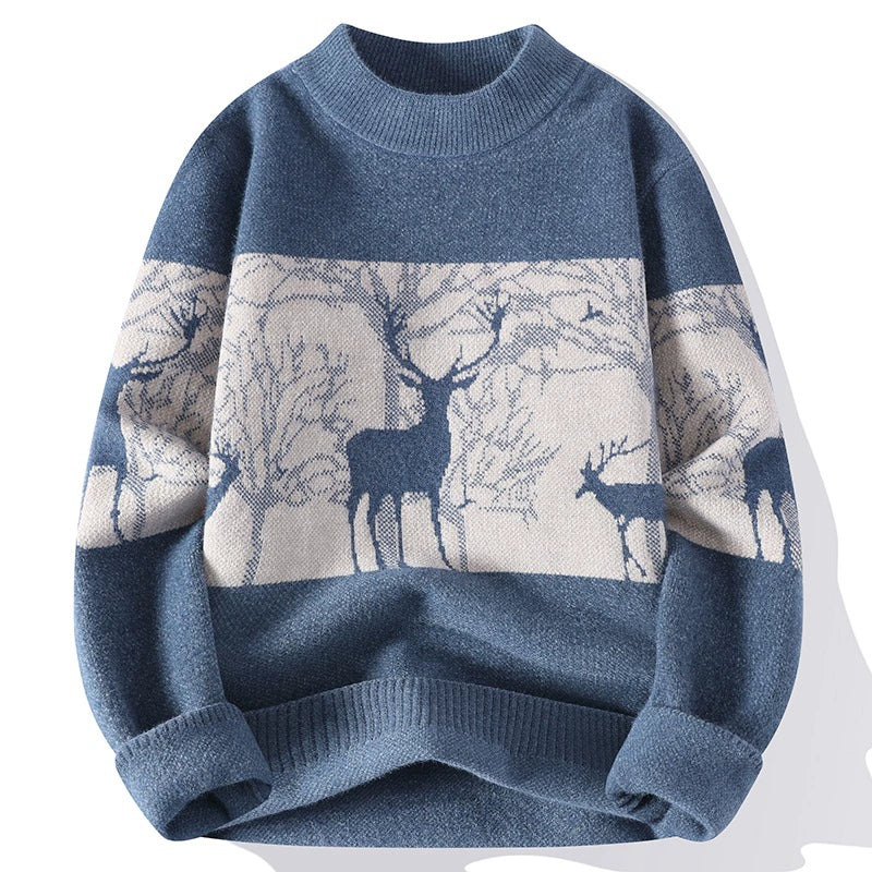 Men’s Deer Jacquard Knit Sweater