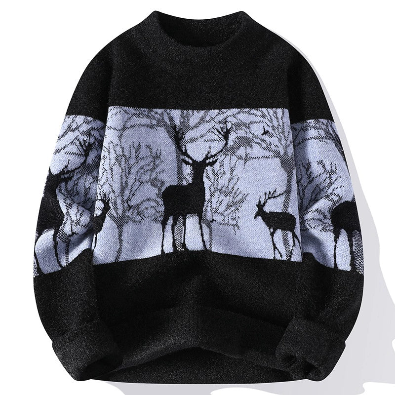 Men’s Deer Jacquard Knit Sweater