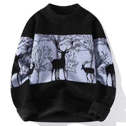 Men’s Deer Jacquard Knit Sweater