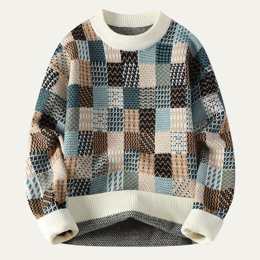 Men’s Patchwork Crew-Neck Sweater