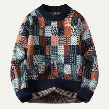 Men’s Patchwork Crew-Neck Sweater