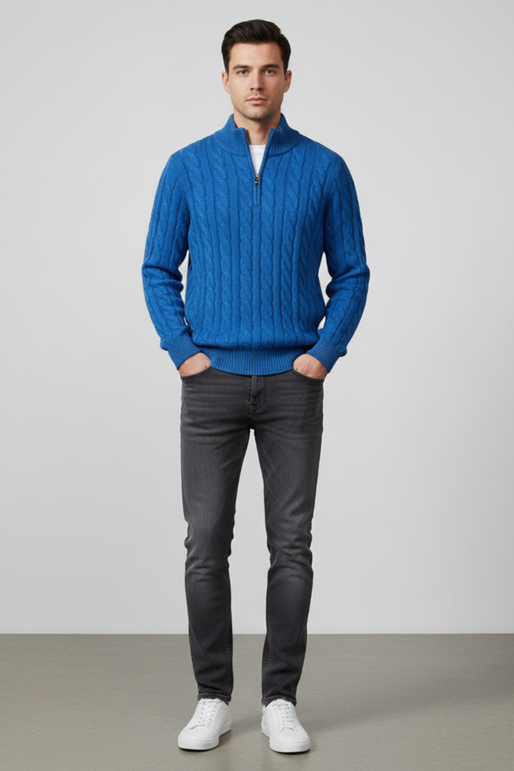 Men’s Regular Fit Cable Knit Sweater