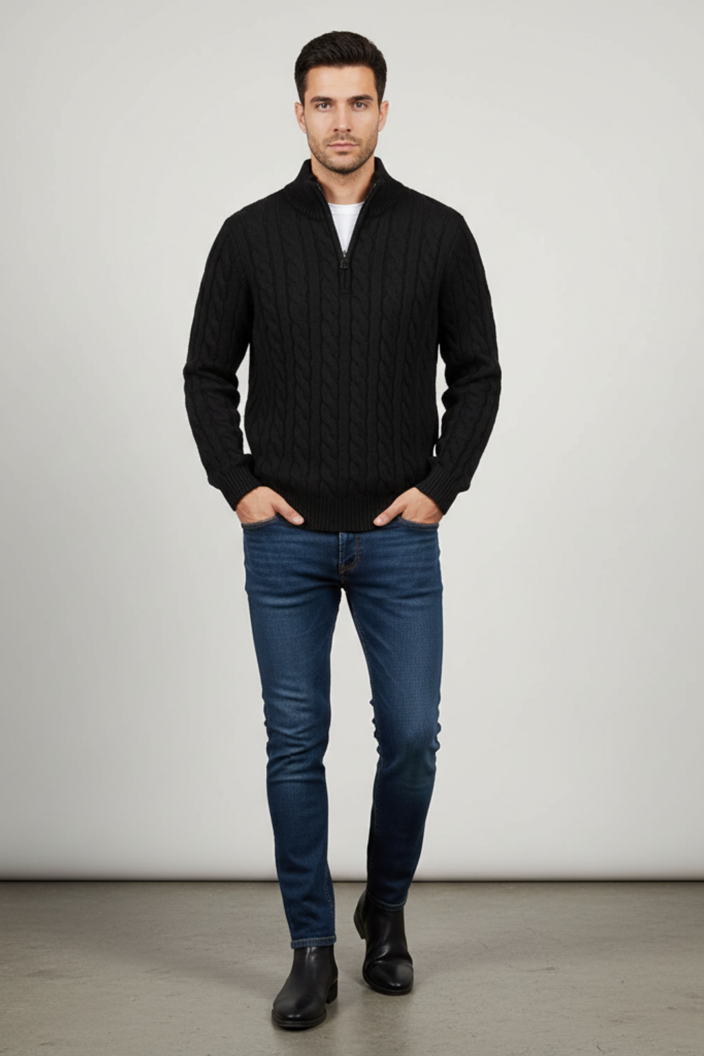 Men’s Regular Fit Cable Knit Sweater