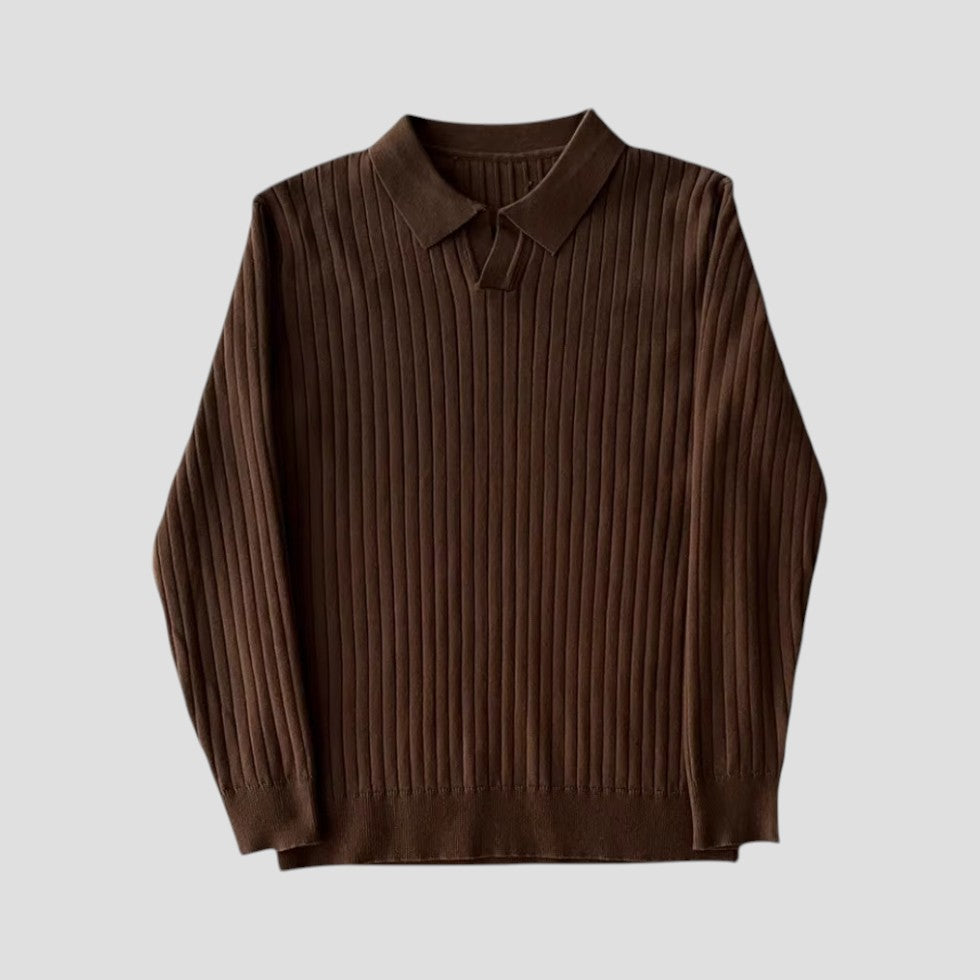 Men’s Ribbed Long-Sleeve Polo Shirt