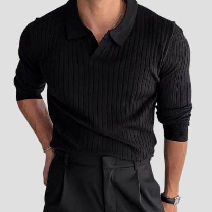 Men’s Ribbed Long-Sleeve Polo Shirt