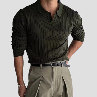 Men’s Ribbed Long-Sleeve Polo Shirt