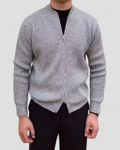 Men’s Ribbed Zip-Up Knit Cardigan