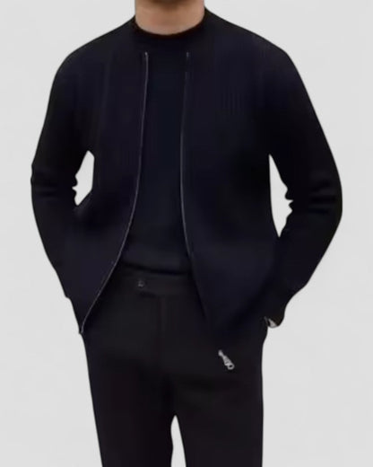 Men’s Ribbed Zip-Up Knit Cardigan