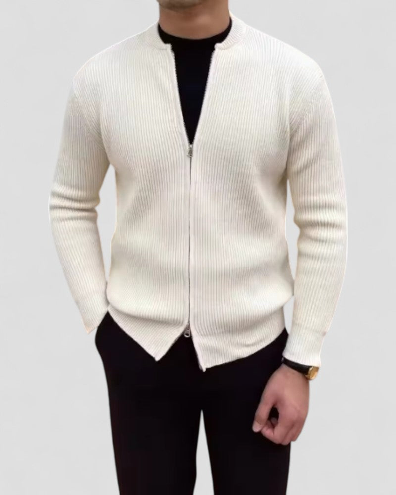 Men’s Ribbed Zip-Up Knit Cardigan