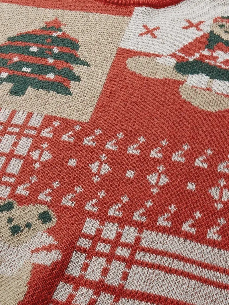 Women’s Festive Patchwork Christmas Knit Sweater