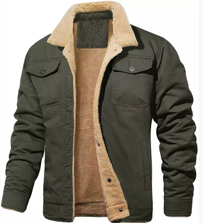 Men’s Shearling-Lined Snap-Front Trucker Jacket