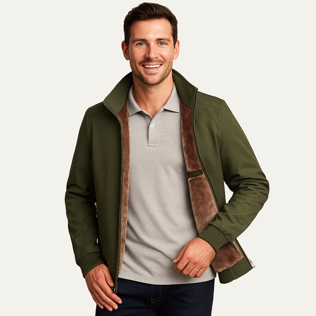 Men’s Faux Fur Lined Winter Bomber Jacket