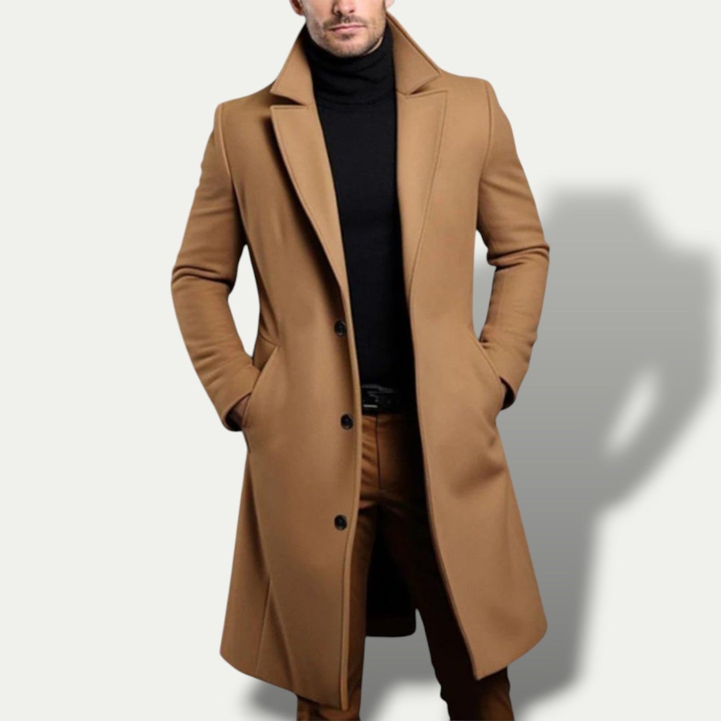 Men’s Tailored Long Single-Breasted Overcoat