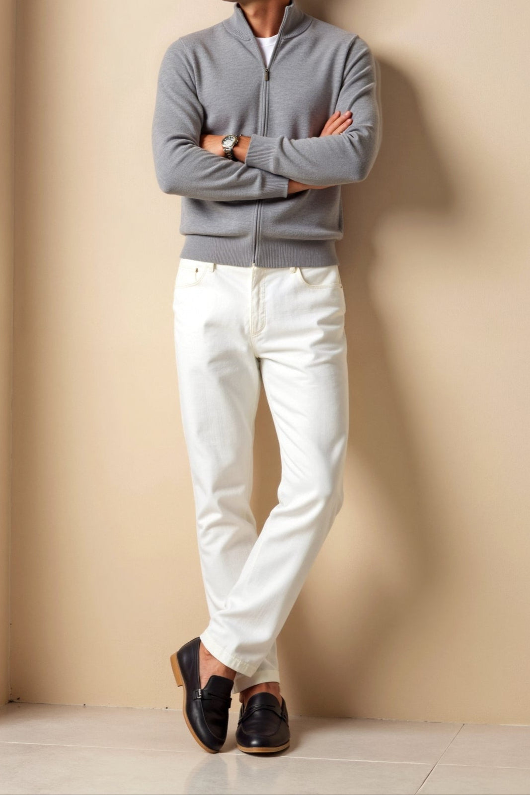 Men’s Fine-Knit Zip-Up Cardigan