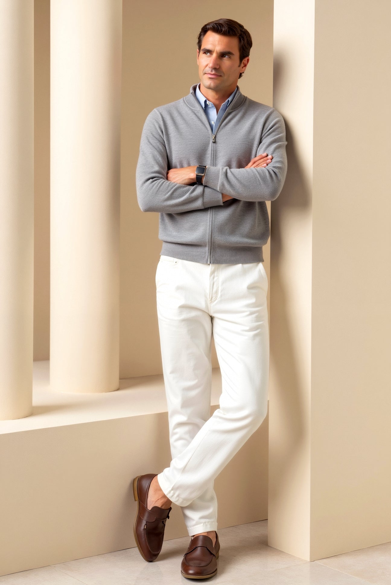 Men’s Fine-Knit Zip-Up Cardigan