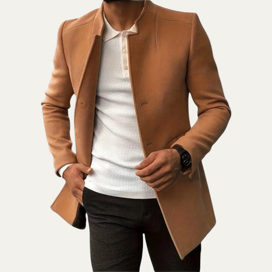 Men’s Stand Collar Short Overcoat