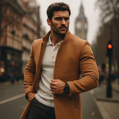 Men’s Stand Collar Short Overcoat