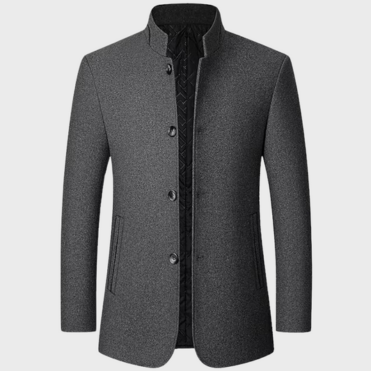 Men’s Mandarin Collar Quilted-Lining Tailored Coat