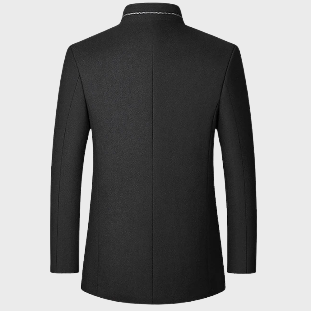 Men’s Mandarin Collar Quilted-Lining Tailored Coat