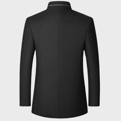 Men’s Mandarin Collar Quilted-Lining Tailored Coat