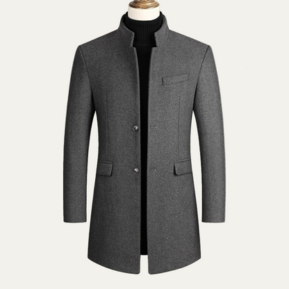 Men’s Slim Mandarin Collar Tailored Coat