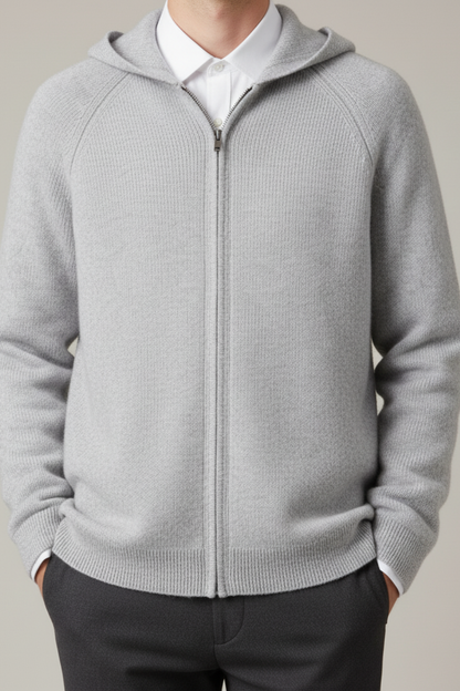 Men’s Full Zip Hooded Knit Cardigan