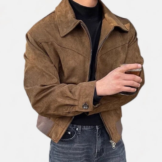 Men’s Cropped Full-Zip Trucker Jacket