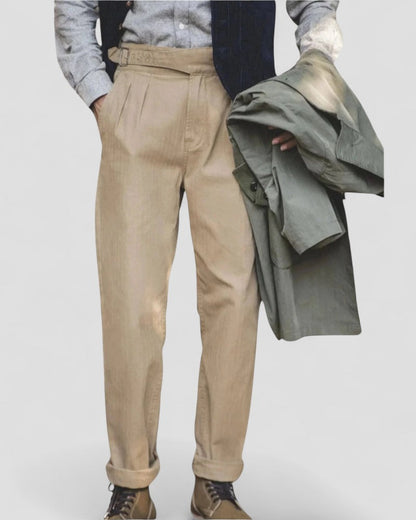 Men's Vintage Cotton Blend Straight Leg Trousers