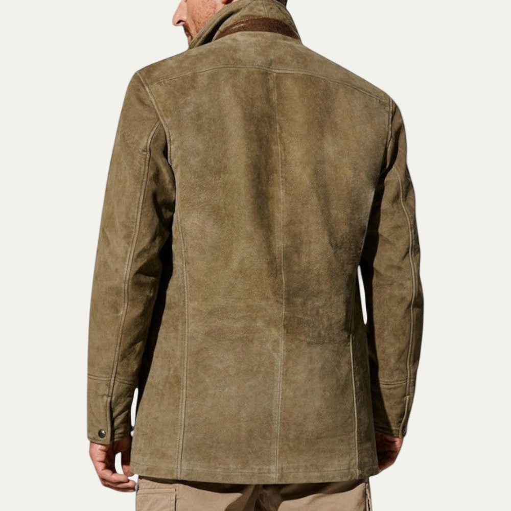 Men’s Casual Sport Coat with Suede Collar