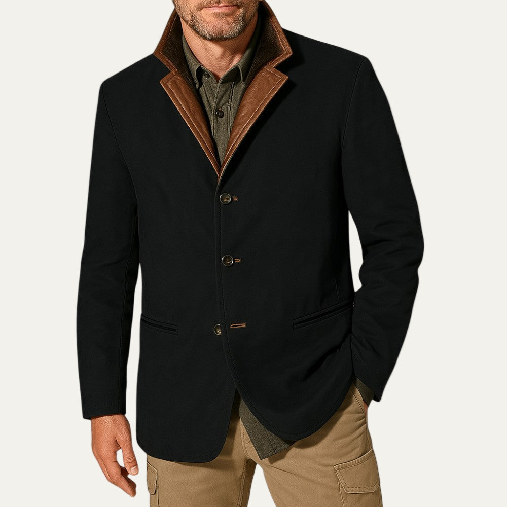 Men’s Casual Sport Coat with Suede Collar