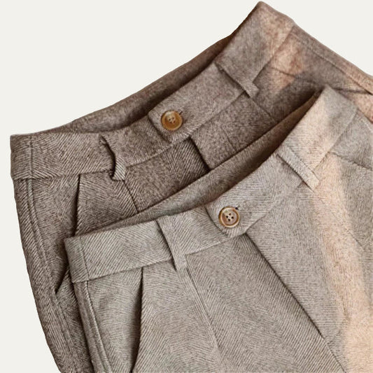 Men’s Slim Herringbone Dress Trousers