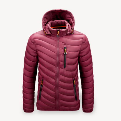 Men’s Chevron Quilted Hooded Puffer Jacket