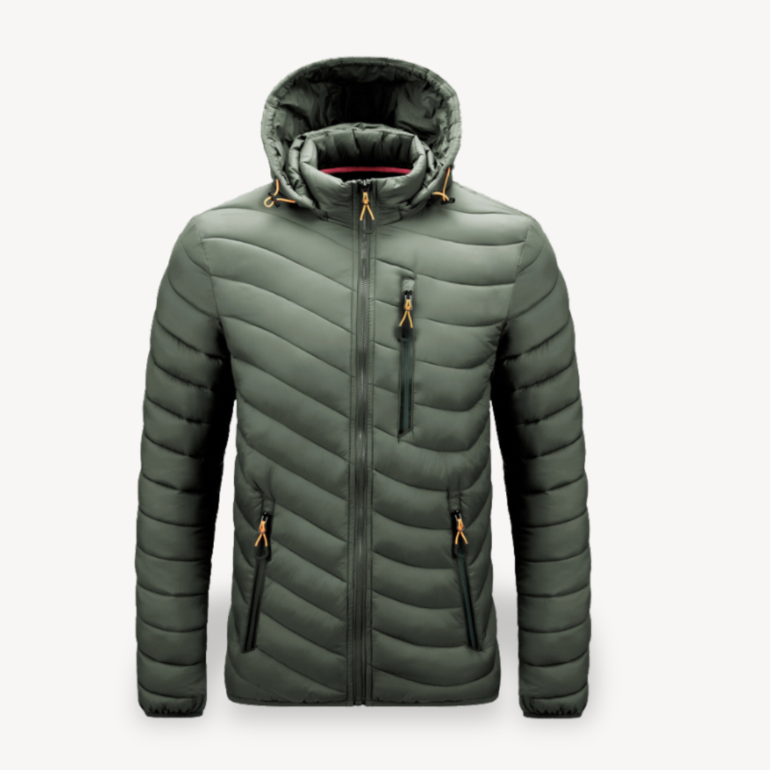 Men’s Chevron Quilted Hooded Puffer Jacket