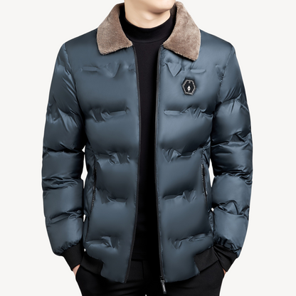 Men’s Fur Collar Quilted Puffer Bomber