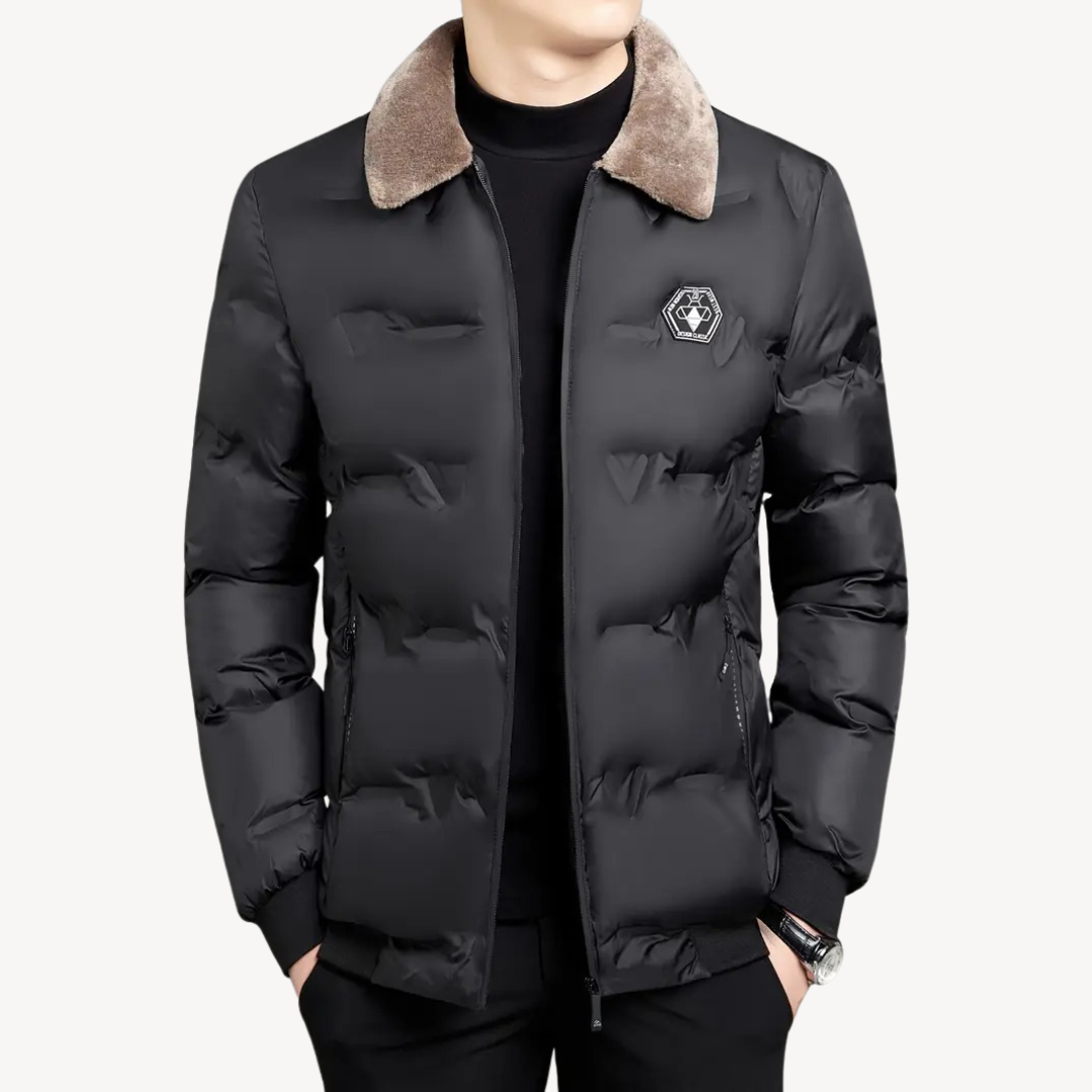 Men’s Fur Collar Quilted Puffer Bomber