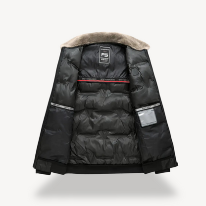 Men’s Fur Collar Quilted Puffer Bomber