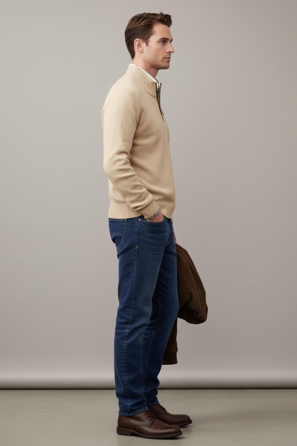 Men’s Wool-Blend Quarter-Zip Sweater